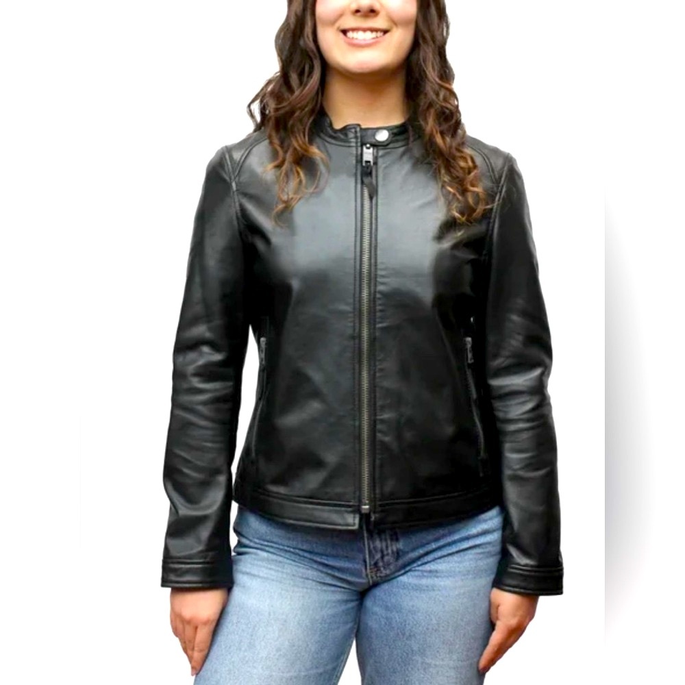 FRYE Ladies' Leather Jacket Moisture-Wicking Fabric Soft Hand Feel XS
